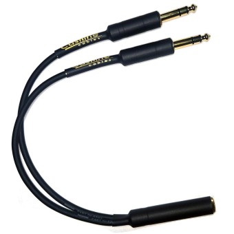 Castline Gold Balanced with RESISTORS Summing Y-Cable Dual 1/4" TRS to 1/4" TRS Female Mogami W2552