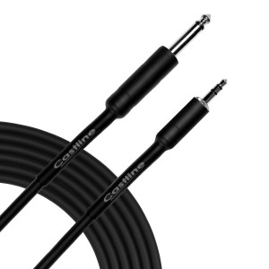 Castline Silver 3.5mm TRS to 1/4" TS Patch Instrument Cable Mogami W2582 (NO RING CONNECTION)
