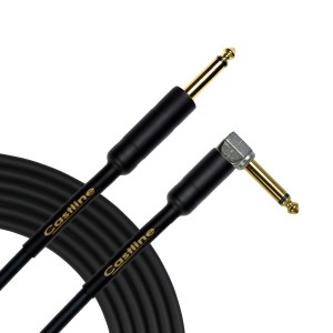 Castline Gold Guitar 1/4" TS Straight 1/4" TS Right Angle Unbalanced Cable Mogami W2524
