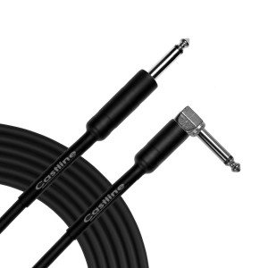 Castline Silver Guitar 1/4" TS Straight 1/4" TS Right Angle Unbalanced Cable Mogami W2582