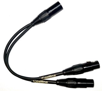 Castline Gold Balanced with RESISTORS Summing Y-Cable Dual XLR Female to XLR Male Mogami W2552