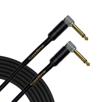 Castline Gold Guitar 1/4" TS Right Angle to 1/4" TS Right Angle Unbalanced Cable Mogami 2524